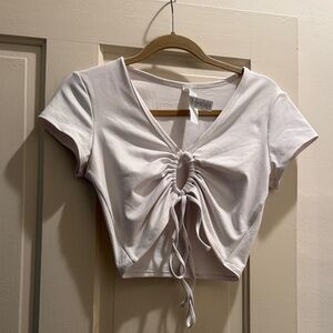 ALO Yoga White  Gathered Crop Top